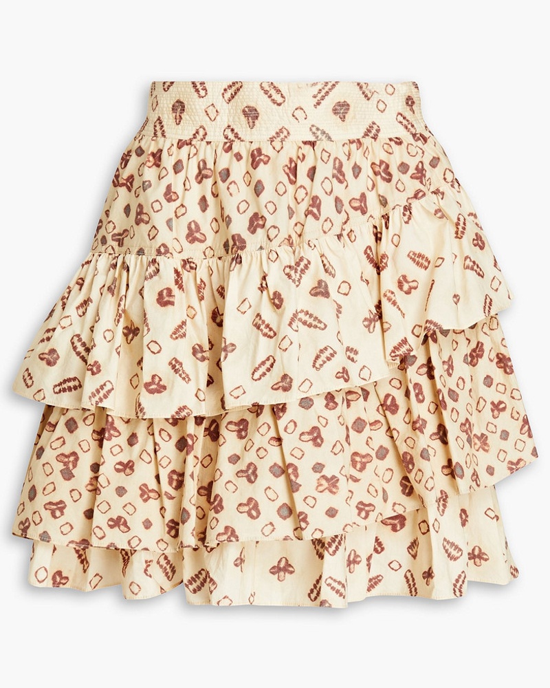 Ulla Johnson Damen Gestufter Minirock aus Baumwolle mit Print
