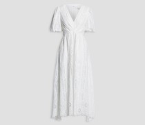 Gerafftes Midikleid aus Spitze