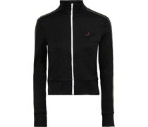 Olympic Cropped Trainingsjacke aus Mesh aus einer Baumwollmischung mit Streifen