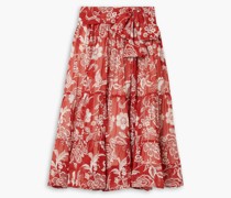 Obi geraffter idirock aus Seiden-Georgette it florale Print