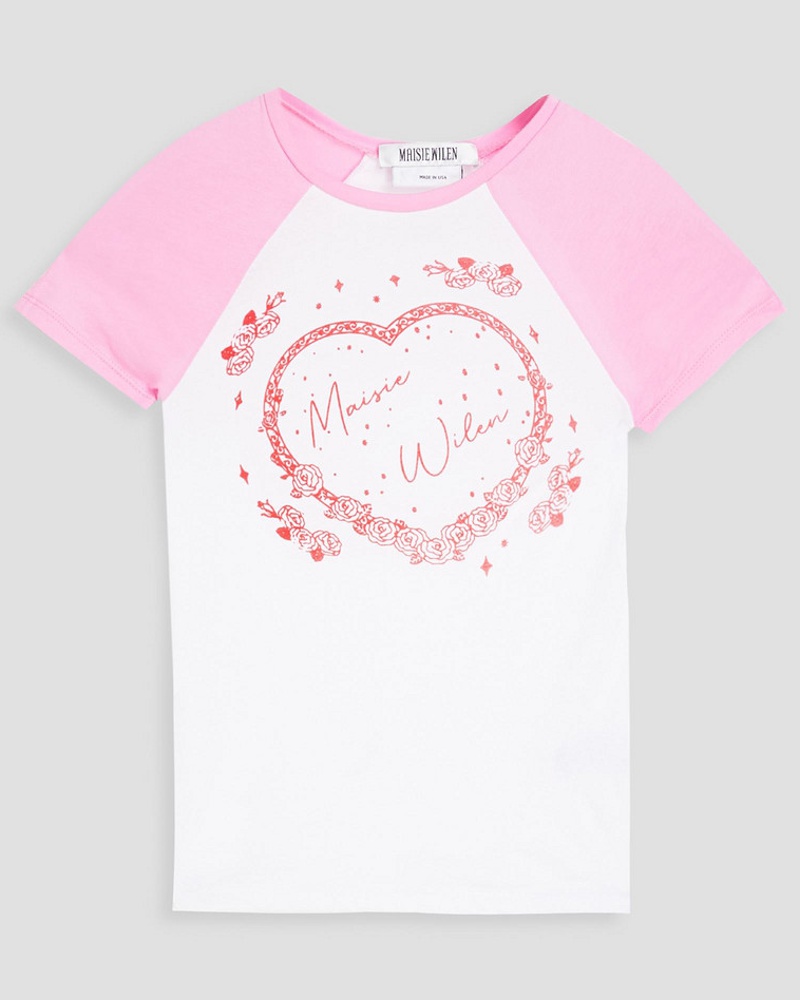 Maisie Wilen Damen Zweifarbiges T-Shirt aus Baumwoll-Jersey mit Print S