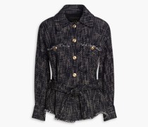 Jacke aus Bouclé-Tweed aus einer Baumwollmischung mit Gürtel