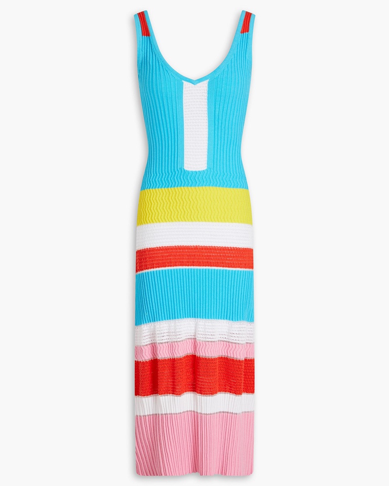 Solid and Striped Damen The Sophie Midikleid aus Häkelstrick mit Streifen