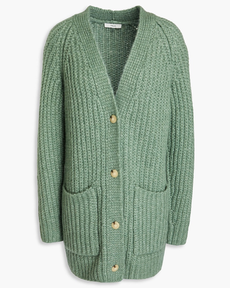 Vince Damen Gerippter Cardigan aus einer Alpakamischung