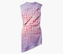 Cat Eye asymmetrisches Minikeid aus Stretch-Seidensatin mit Print