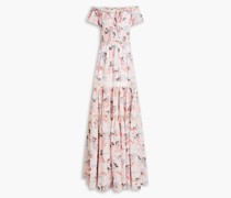 Bedruckte Robe aus Baumwolle mit Raffung und Cut-outs