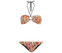 Bedruckter Bandeau-Bikini mit Ringdetails