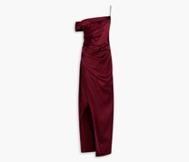 Drapierte Robe aus Satin mit asymmetrischer Schulterpartie