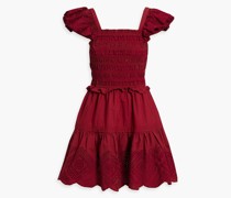 Vivienne Minikleid aus Baumwolle mit Raffung, Lochstickerei und Rüschen