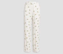 Pyjama-Hose aus Charmeuse mit floralem Print