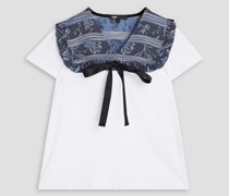 Tipel T-Shirt aus Baumwoll-Jersey mit Stickereien und Denim-Einsatz