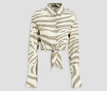 Cropped Hemd aus Twill mit Zebraprint