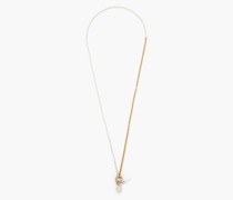 24 KT. vergoldete und versilberte Kette mit Kristallen und Süßwasserperlen
