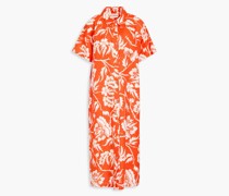 Abbie Hemdkleid inMidilänge aus Hanf mit floralem Print