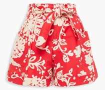 REDValentinoBedruckte Shorts aus Baumwolle mit Gürtel