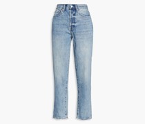 Charlie-Pursue hoch sitzende Jeans mit geradem Bein inDistressed-Optik