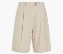 Shorts aus Twill aus einer Leinen-Baumwollmischung mit Gürtel