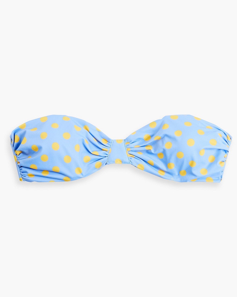 Caroline Constas Damen Maria Bandeau-Bikini-Oberteil mit Polka-Dots und Raffung