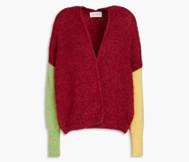 Cardigan aus gebürstetem Rippstrick inColour-Block-Optik