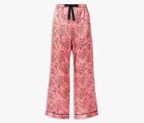 Parker Pyjama-Hoe au atin mit floralem Print und Papeln