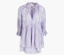 Phyllis geraffte Bluse aus Crêpe inMetallic-Optik