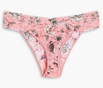 Signature halbhoher String aus elastischer Spitze mit floralem Print