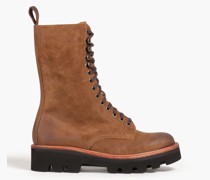 Mavis Combat Boots aus brüniertem Veloursleder