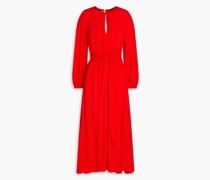 Midikleid aus Crêpe de Chine aus Seide mit Raffung