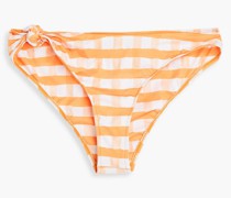 Vichy tief sitzendes Bikini-Höschen mit Gingham-Karo und Knotendetail