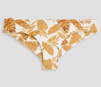 Halbhohes Bikini-Höschen aus Stretch-Piqué mit floralem Print