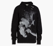 Hoodie au Baumwollfrottee inDitreed-Optik mit Print