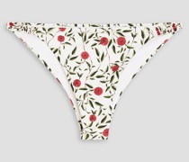 Hoch sitzendes Bikini-Höschen mit floralem Print und Rüschen