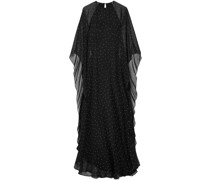Robe aus Seidenchiffon mit Polka-Dots und Rüschen