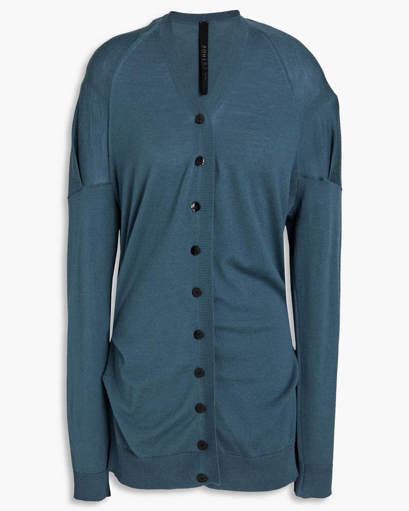 Petar Petrov Damen Cardigan aus Merinowolle mit Falten Petar Petrov Damen Cardigan aus Merinowolle mit Falten