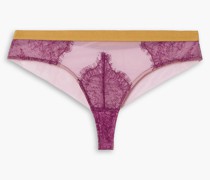 Meghan Slip mit halbhoher Taille aus Stretch-Tüll mit Spitzenbesatz