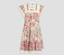 Tess Minikleid aus Baumwolle mit floralem Print und Lochstickerei-Besatz