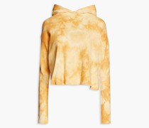 Cropped Hoodie aus Frottee aus einer Baumwollmischung mit Batikmuster