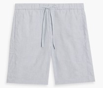 Shorts aus einer Leinen-Baumwollmischung mit Tunnelzug und Fischgratmuster 28