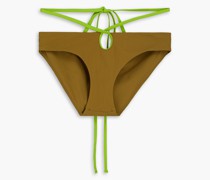 Hoch sitzendes zweifarbiges Bikini-Höschen mit Cut-outs