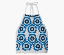 Hayden Cropped Neckholder-Oberteil au einer gehäkelten Wollmichung