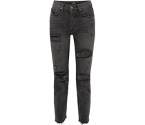 Hoch sitzende Jeans mit schmalem Bein inDistressed-Optik 23