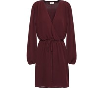 Wrap-effect crepe de chine mini dress