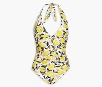 Amarilla geraffter Neckholder-Badeanzug mit Print