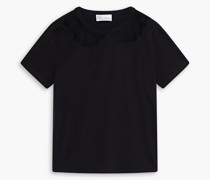 REDValentinoT-Shirt aus Baumwoll-Jersey mit Point d'Esprit-Besatz