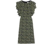 Kleid aus Crêpe mit floralem Print und Rüschen
