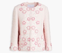 Jacke aus Bouclé-Tweed mit floralen Applikationen