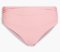 Bel Air geripptes, halbhohes Bikini-Höschen mit Raffungen