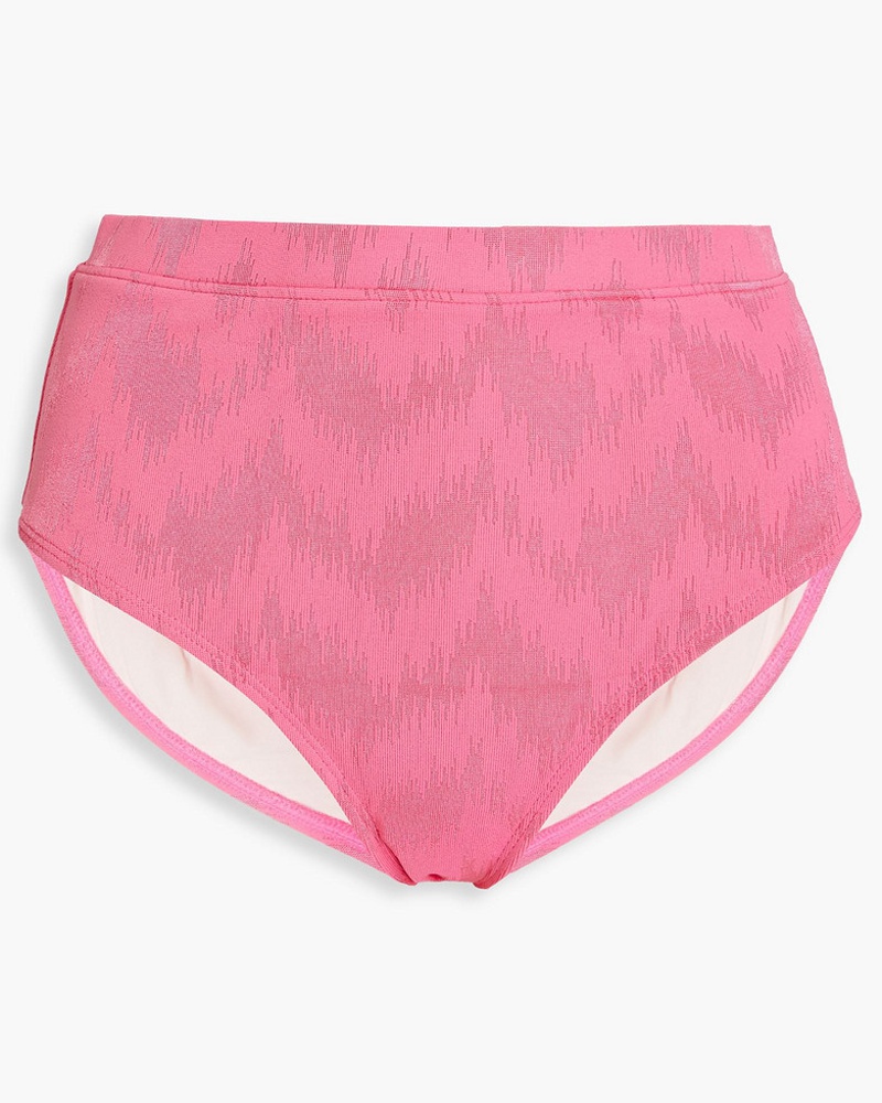 Solid and Striped Damen Hoch sitzendes Bikini-Höschen aus Stretch-Jacquard