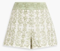 Alice OliviaDonald Shorts aus einer Baumwoll-Leinenmischung mit Stickereien