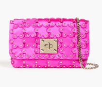 Flower Puzzle Clutch aus Satin mit Nieten